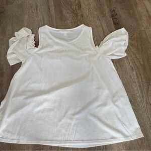 White Ruffle Sleeve Cold Shoulder Top